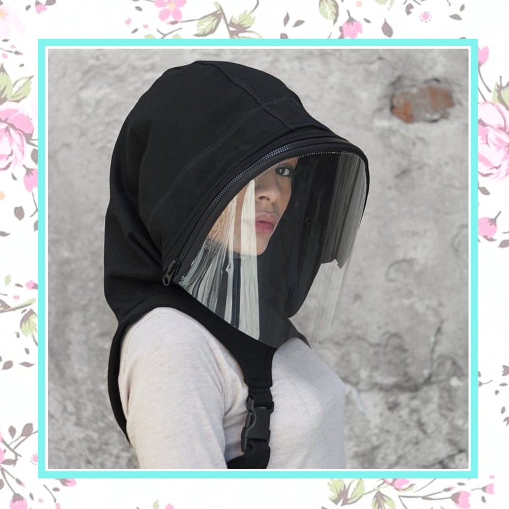 🍒 2PC HOODIE FACE SHIELD MASK REMOVABLE COVER BOHO SPACE COSPLAY PROTECTION SET